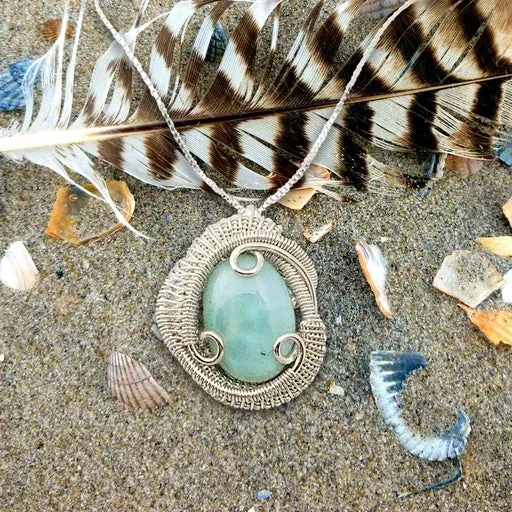 Larimar Heady Wire Wrapped Pendant