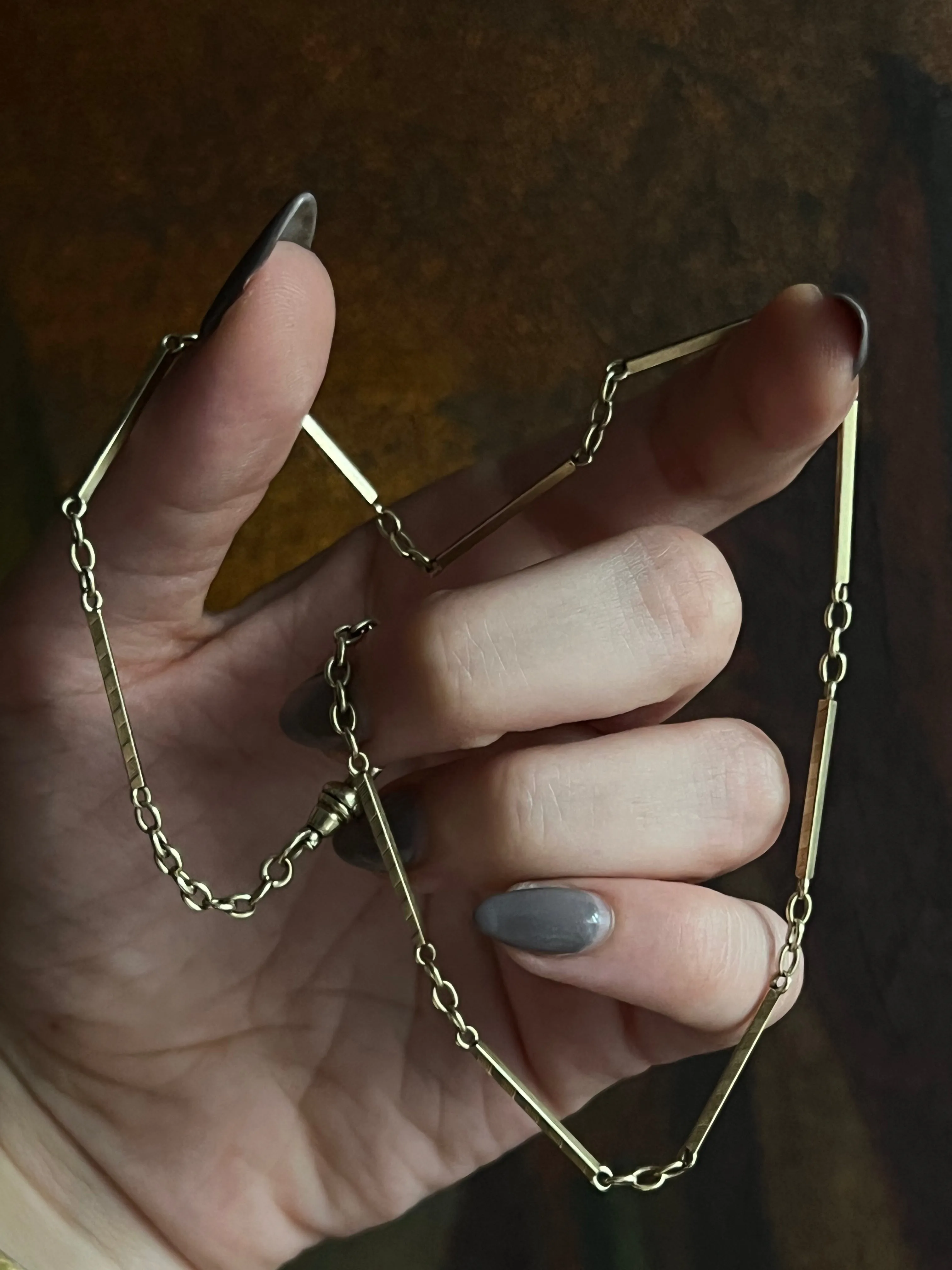 Late 19th Century 14ct Watch Chain with Ribbon Etching