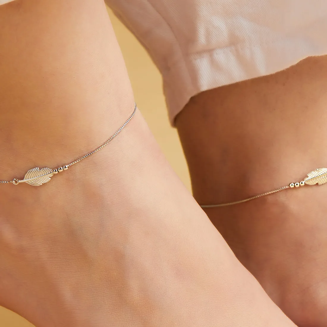 Leaf 925 Sterling Silver Anklet