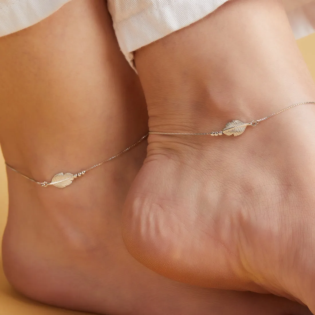 Leaf 925 Sterling Silver Anklet