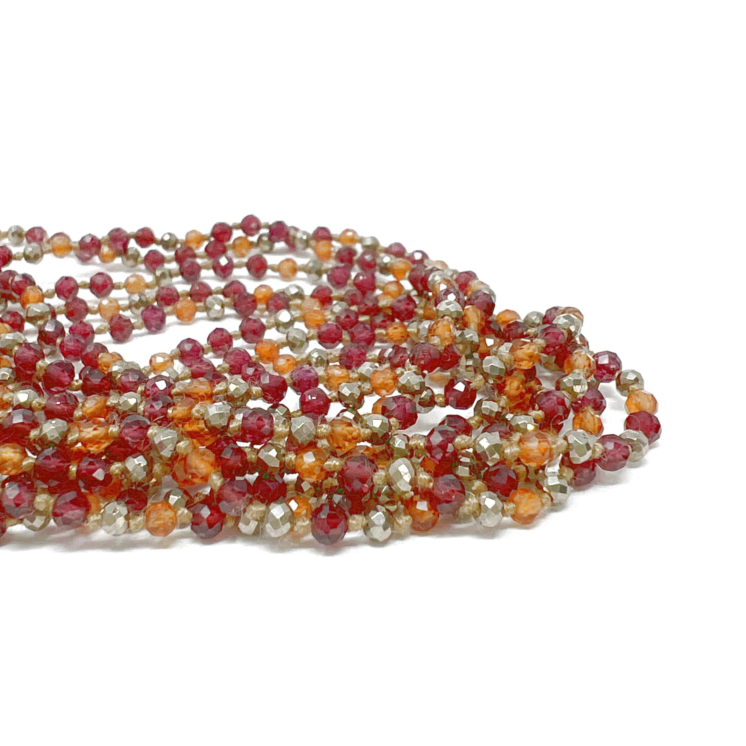 Lena Skadegard Nine Strand Garnet, Hessonite & Pyrite Necklace