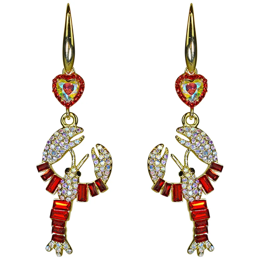 Lobster Love French Wire Earrings (Goldtone)