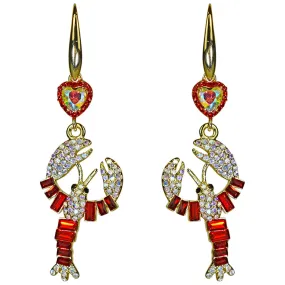 Lobster Love French Wire Earrings (Goldtone)