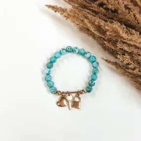 Lock Up Your Heart Bracelet in Turquoise/Gold