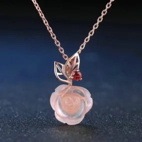 Majestic Rose Quartz & Garnet Necklace