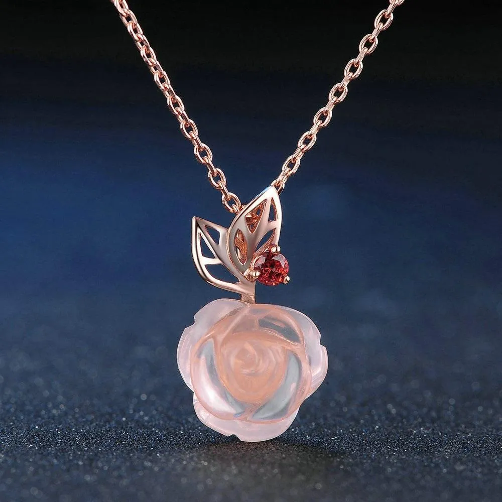 Majestic Rose Quartz & Garnet Necklace