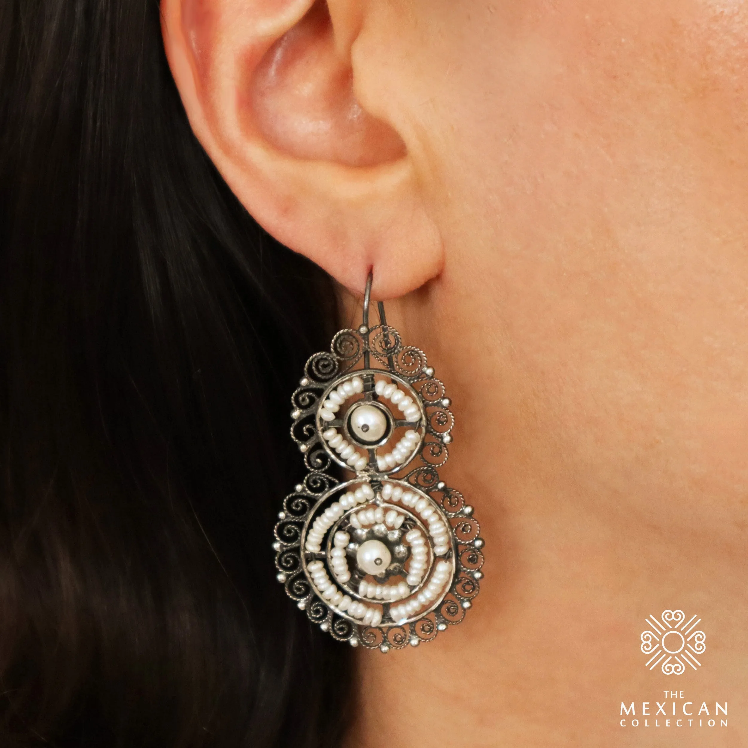 Maria Belen Sterling Silver Filigree Chandelier Earrings