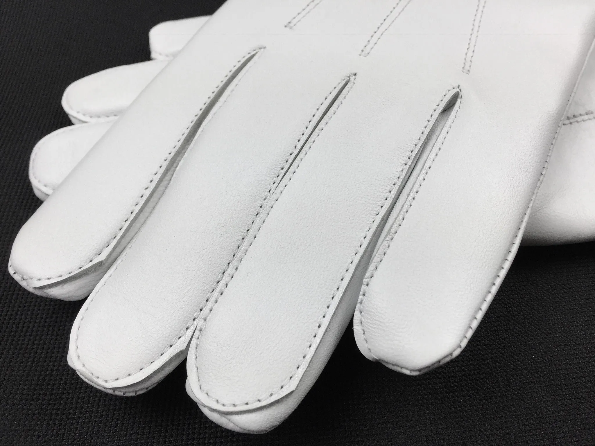 Masonic White Piper Drummer Leather Gauntlets/Gloves Plain