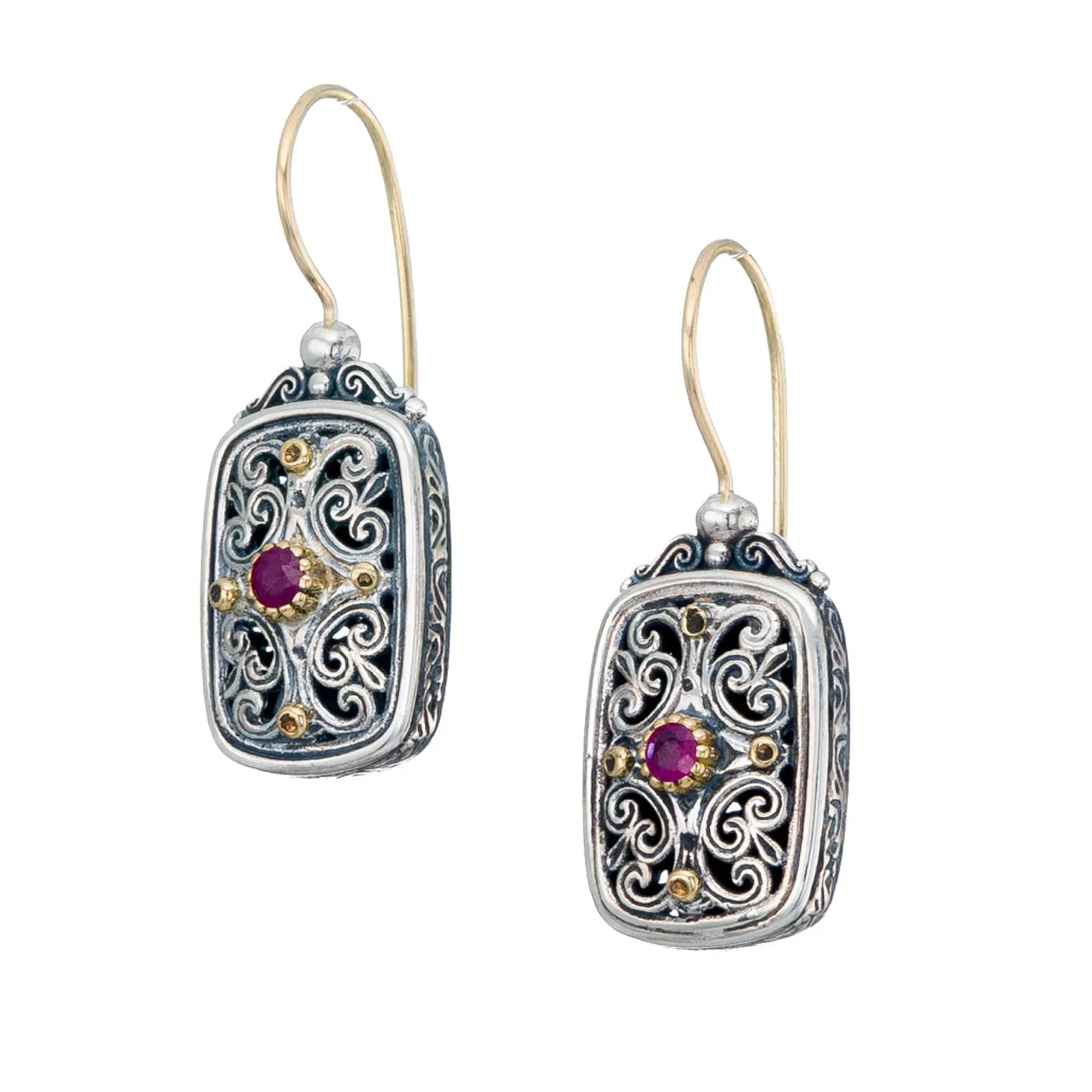 Mediterranean Ruby Tablet Earrings