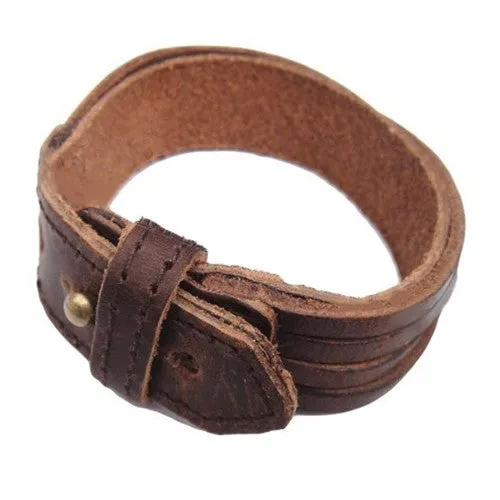 Men Women Unisex Multi thong braided thin Genuine Leather Bracelet wristband Jewelry