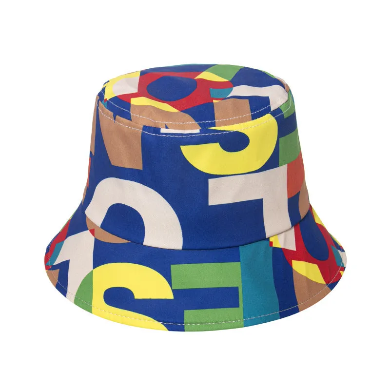 Men's and women's color letter printing sun hat beach fisherman hat travel fisherman hat women's summer hat