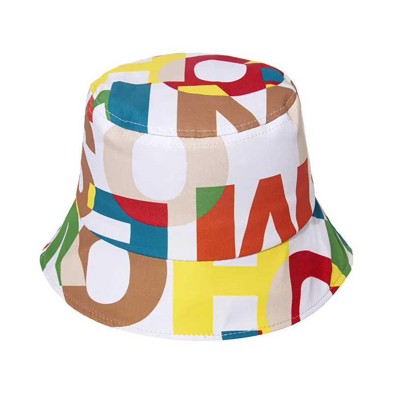 Men's and women's color letter printing sun hat beach fisherman hat travel fisherman hat women's summer hat