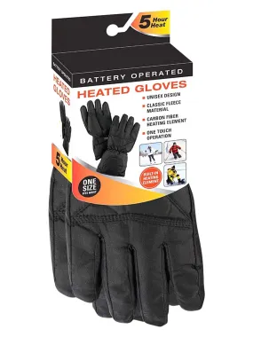 Mens Black Thermal Fleece Battery Heated Winter Gloves