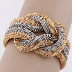 Mesh Chain Knot Bracelet in Silver and Gold