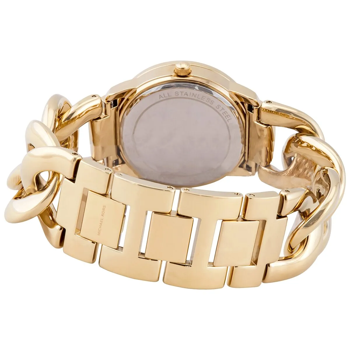 Michael Kors Nini Crystal Gold Dial Chain Link Ladies Watch MK3235