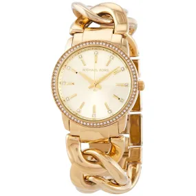 Michael Kors Nini Crystal Gold Dial Chain Link Ladies Watch MK3235