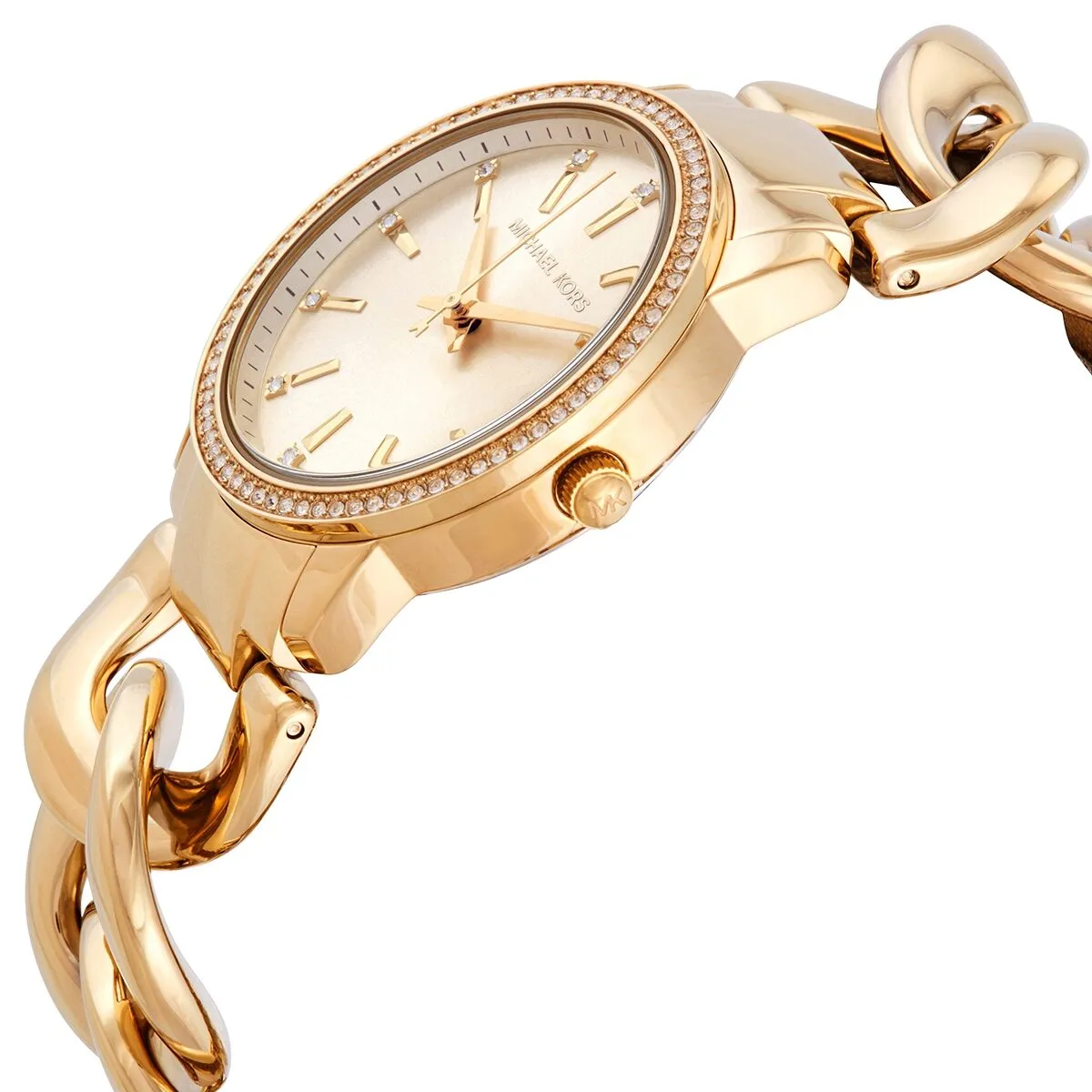 Michael Kors Nini Crystal Gold Dial Chain Link Ladies Watch MK3235