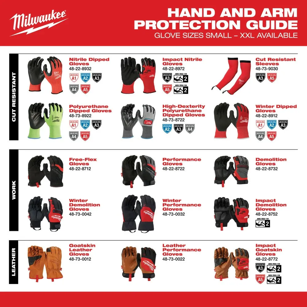 Milwaukee 48-73-8934B 12PK High Visibility Cut Level 3 Polyurethane Dipped Safety Gloves - 2X-Large