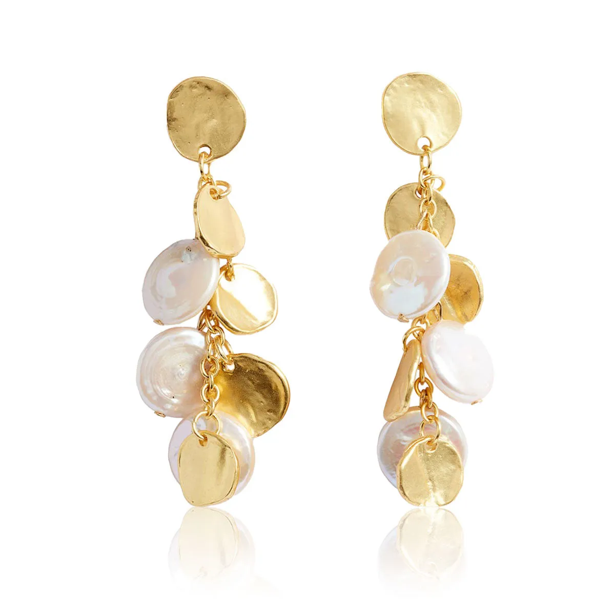 Mini Coin X Pearl Earrings