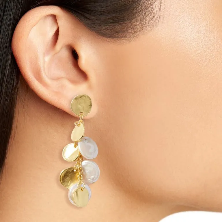 Mini Coin X Pearl Earrings