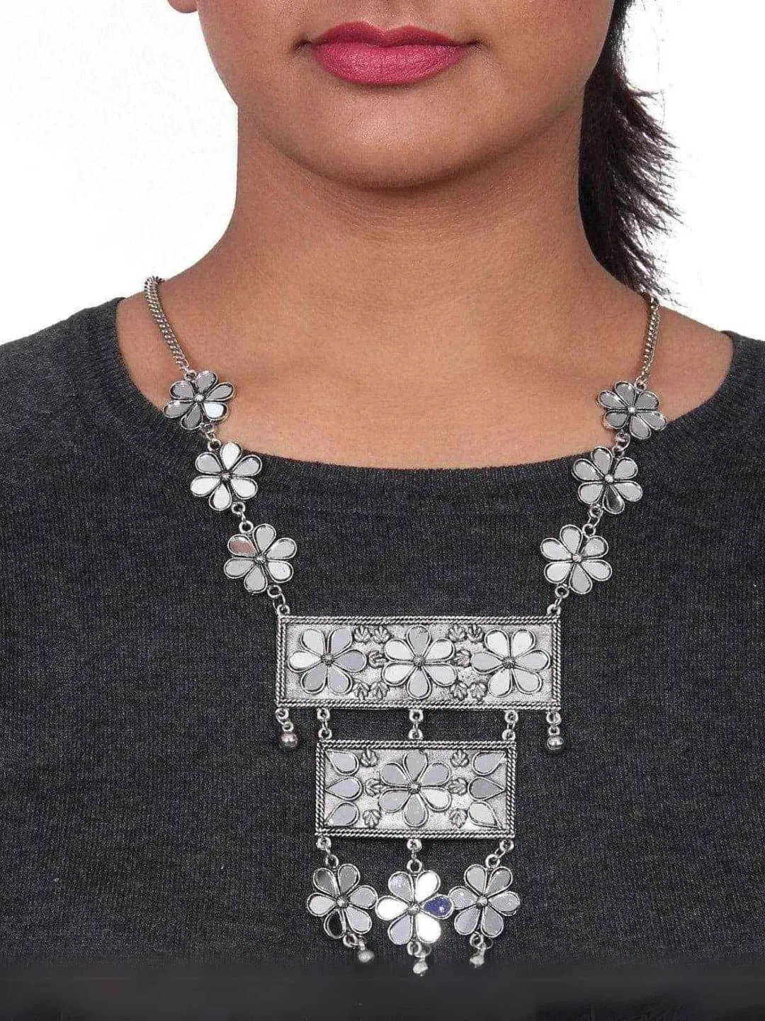 Mirror Rectangular Layered Necklace