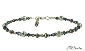 Moonlit Sapphire Pearl Crystal Beaded Anklet