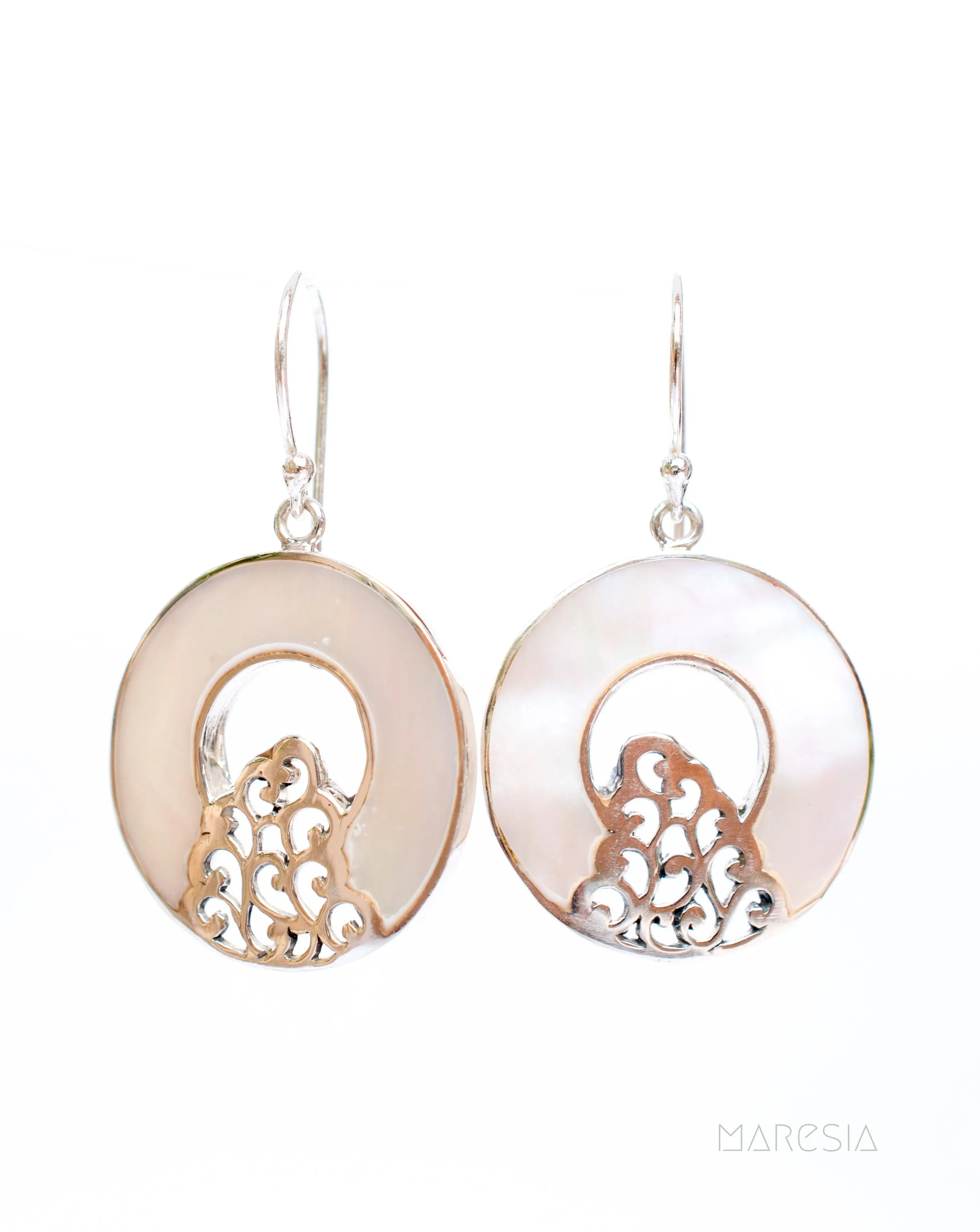 Mother of Pearl or Coral Earrings ~ Sterling Silver 925 ~ SME063