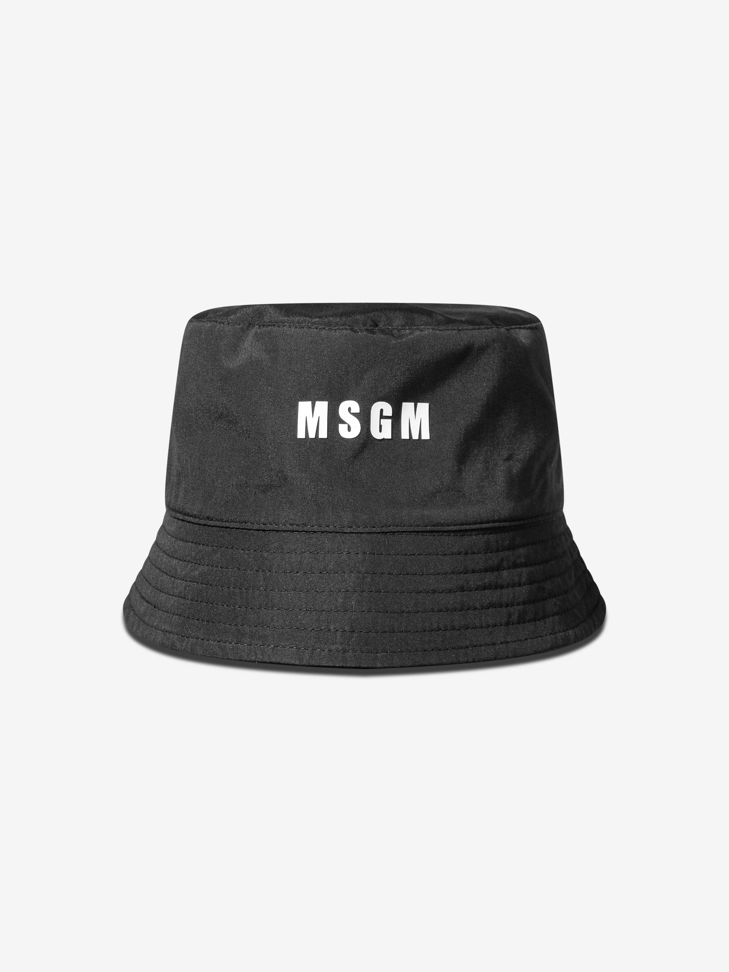 MSGM Kids Logo Bucket Hat in Black