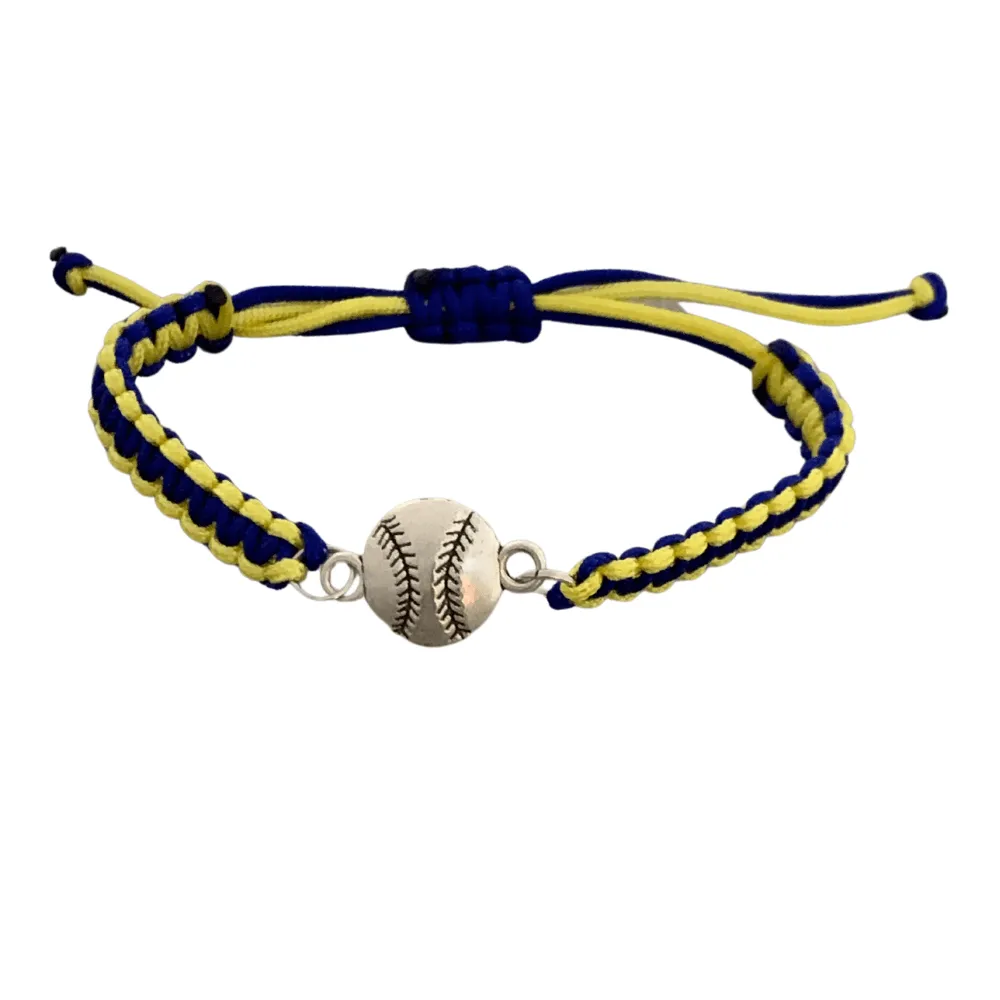 Multi Colored Softball Rope Bracelet - Pick Colors & Charms