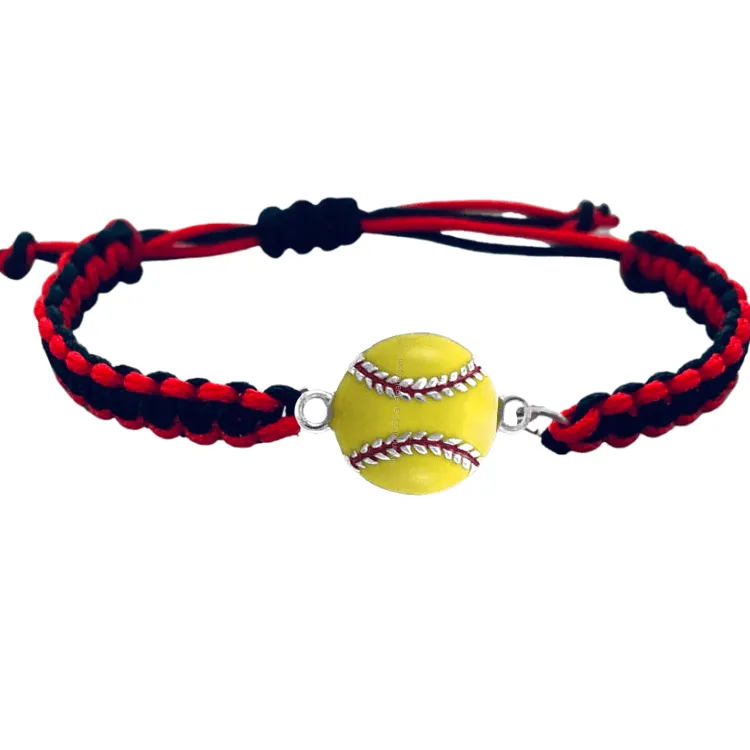 Multi Colored Softball Rope Bracelet - Pick Colors & Charms