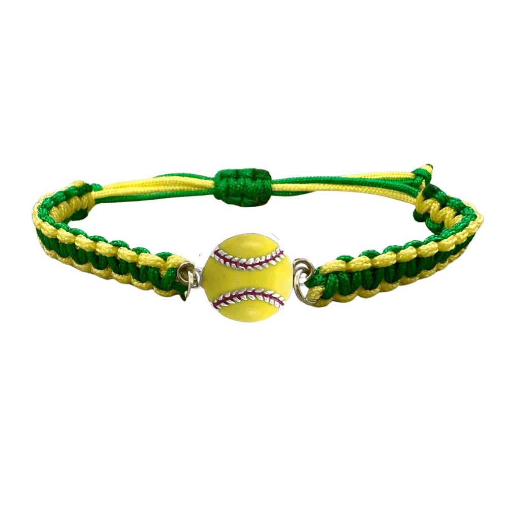 Multi Colored Softball Rope Bracelet - Pick Colors & Charms