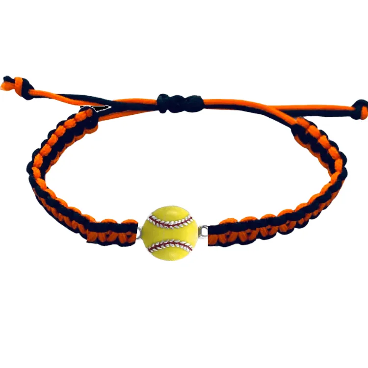 Multi Colored Softball Rope Bracelet - Pick Colors & Charms