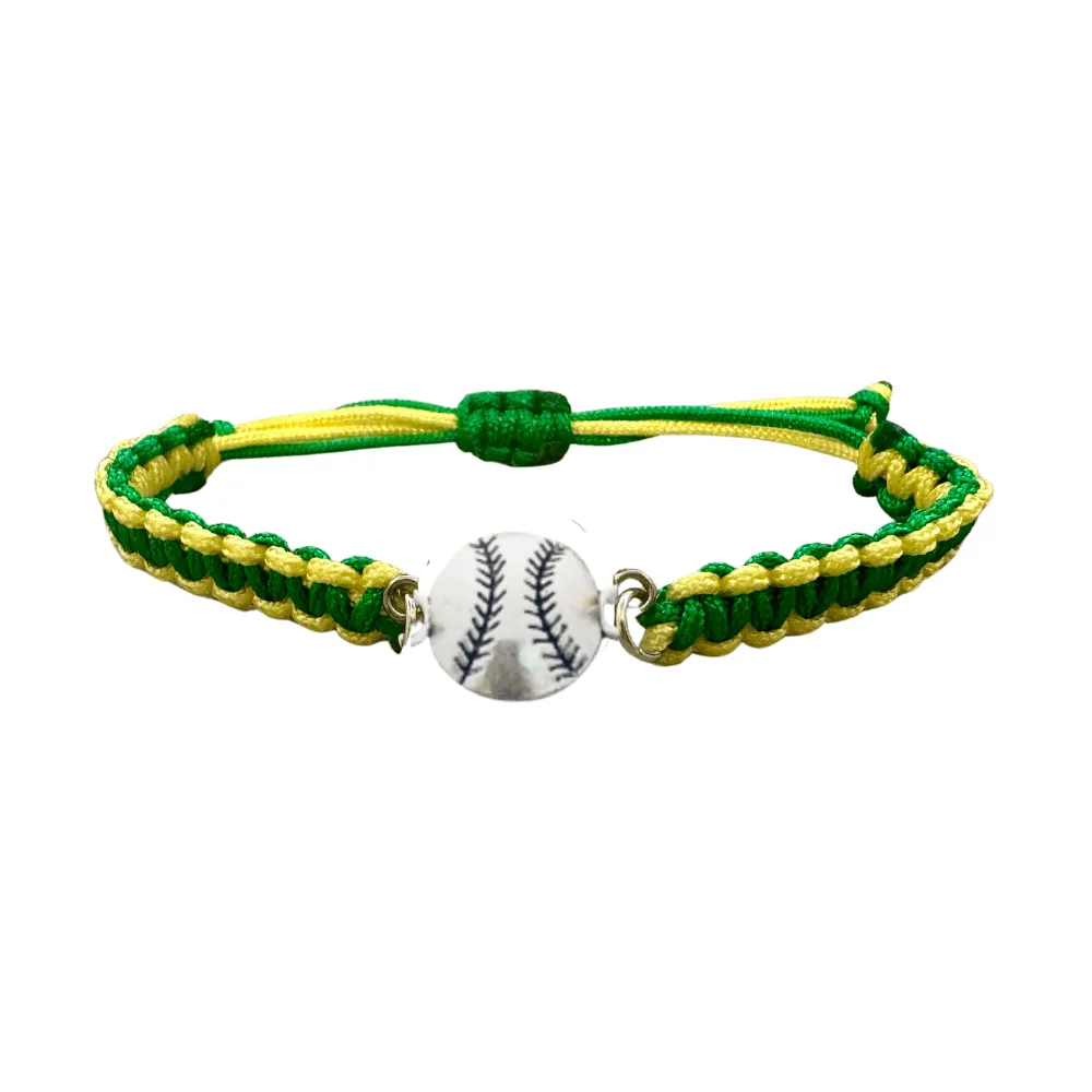 Multi Colored Softball Rope Bracelet - Pick Colors & Charms