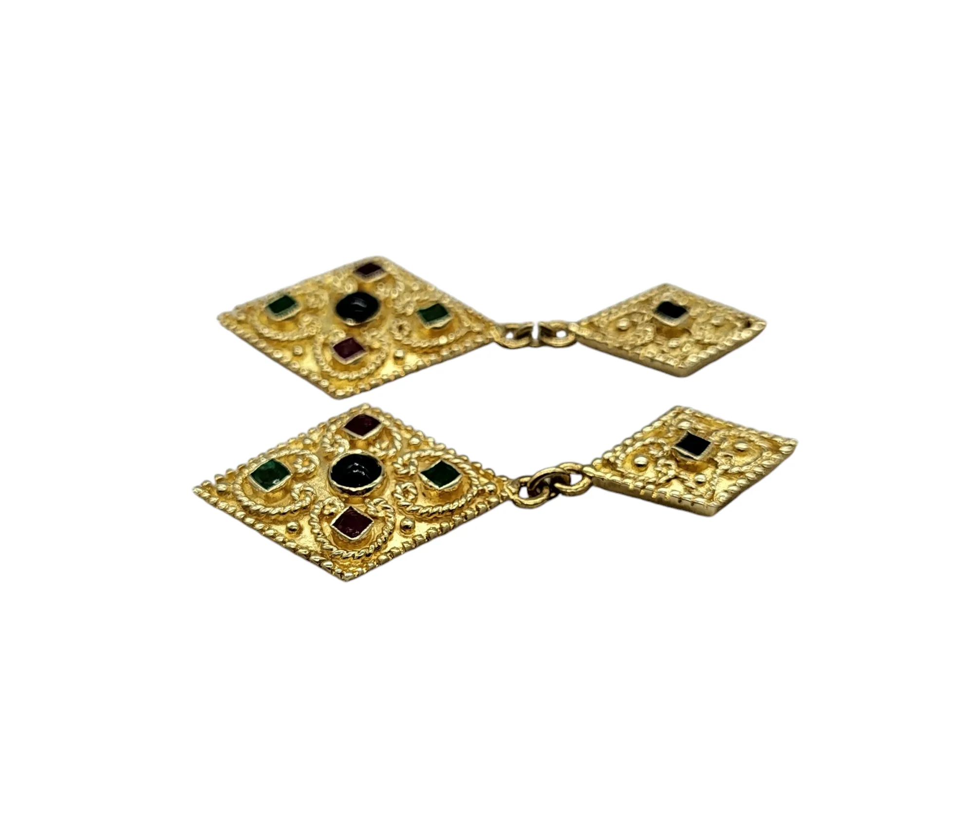 Multi Stone 22 Karat Gold Earrings