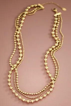 Multi Strand Gold Ball Chain Necklace