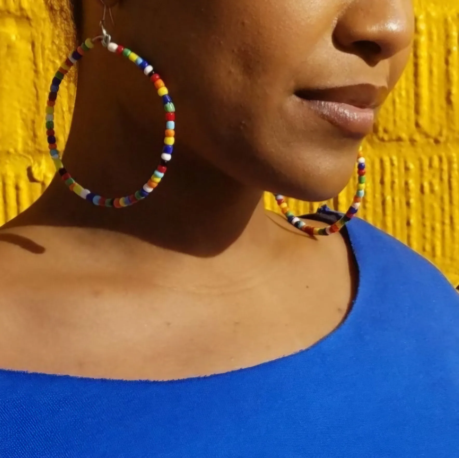 Multicolor Beaded Hoop Earrings