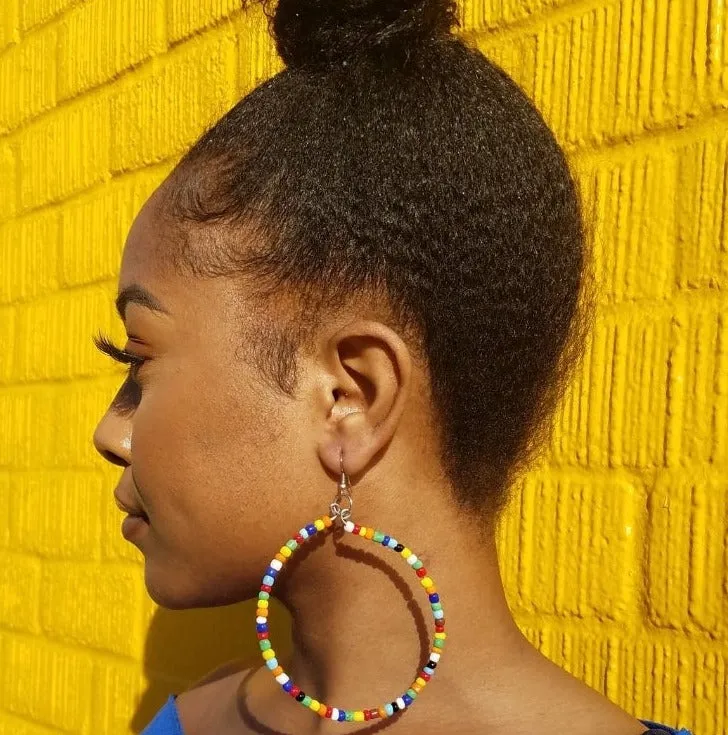 Multicolor Beaded Hoop Earrings