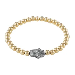 Nathan & Moe Gold Bead and Hamsa Charm Bracelet