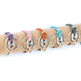 Natural cork cord and alloy hardware ring handmade women's fashion bracelet DBR-040-MIX-5