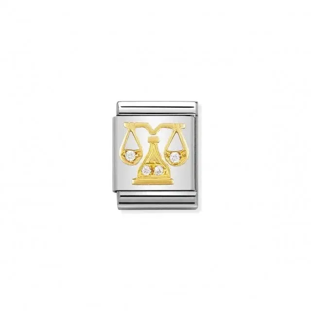 Nomination Composable Big Link Libra, Cubic Zirconia, 18K Gold