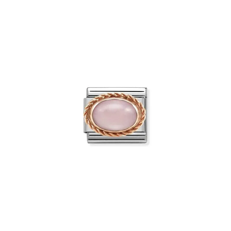 Nomination Composable Link Rope, Pink Opal Stone, 9K Rose Gold