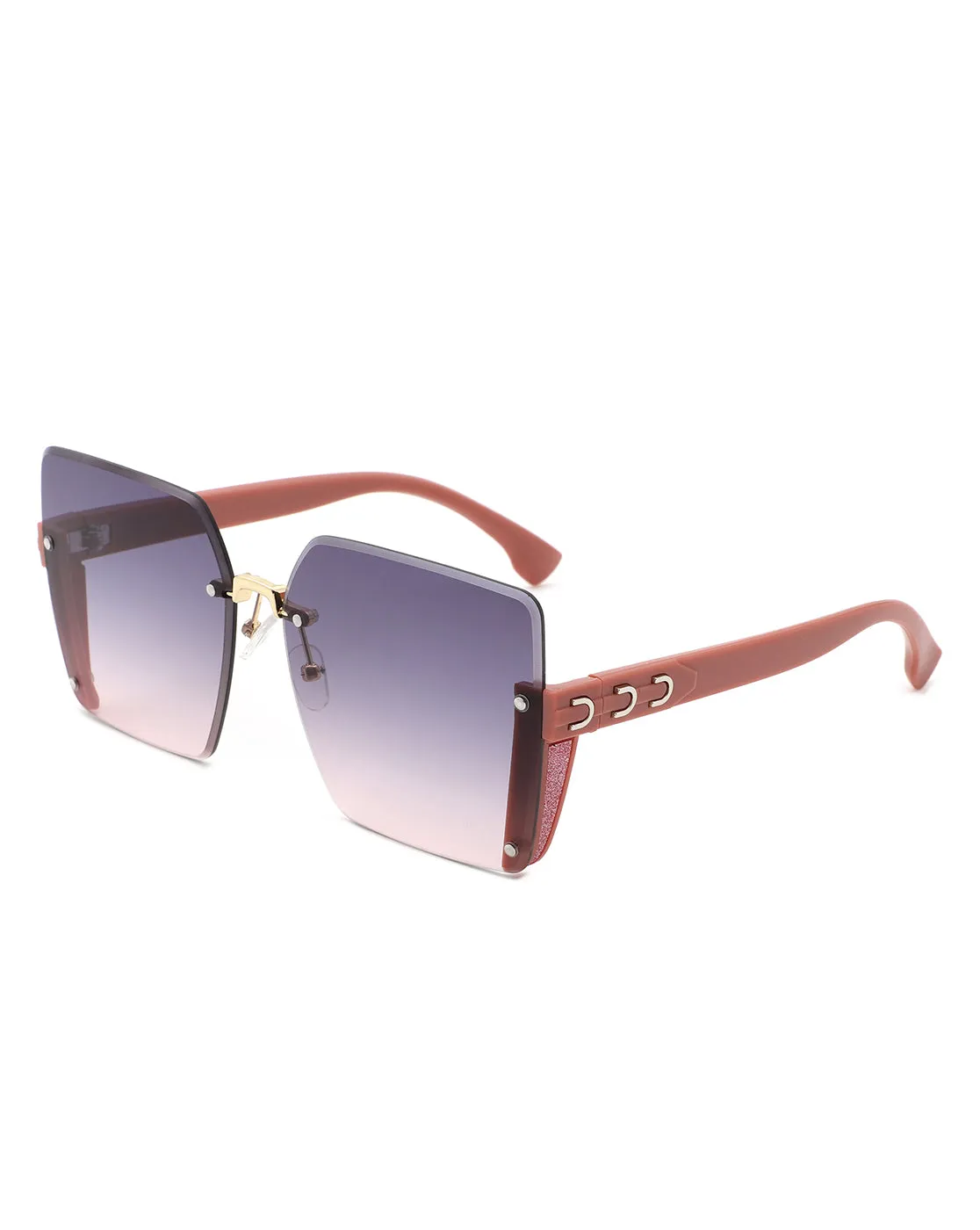 Nysera - Rimless Fashion Square Flat Top Sunglasses