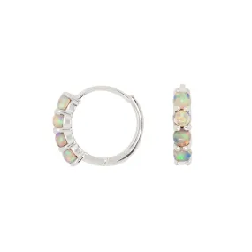 Opal Clicker Huggies in Silver