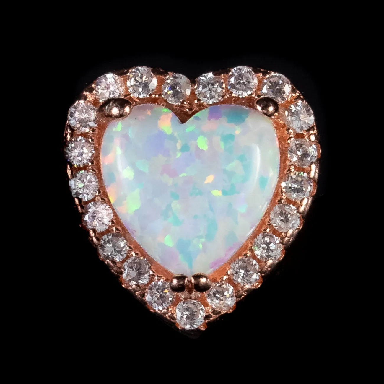 Opal Paste Heart Earrings 9Ct Rose Gold Sterling Silver