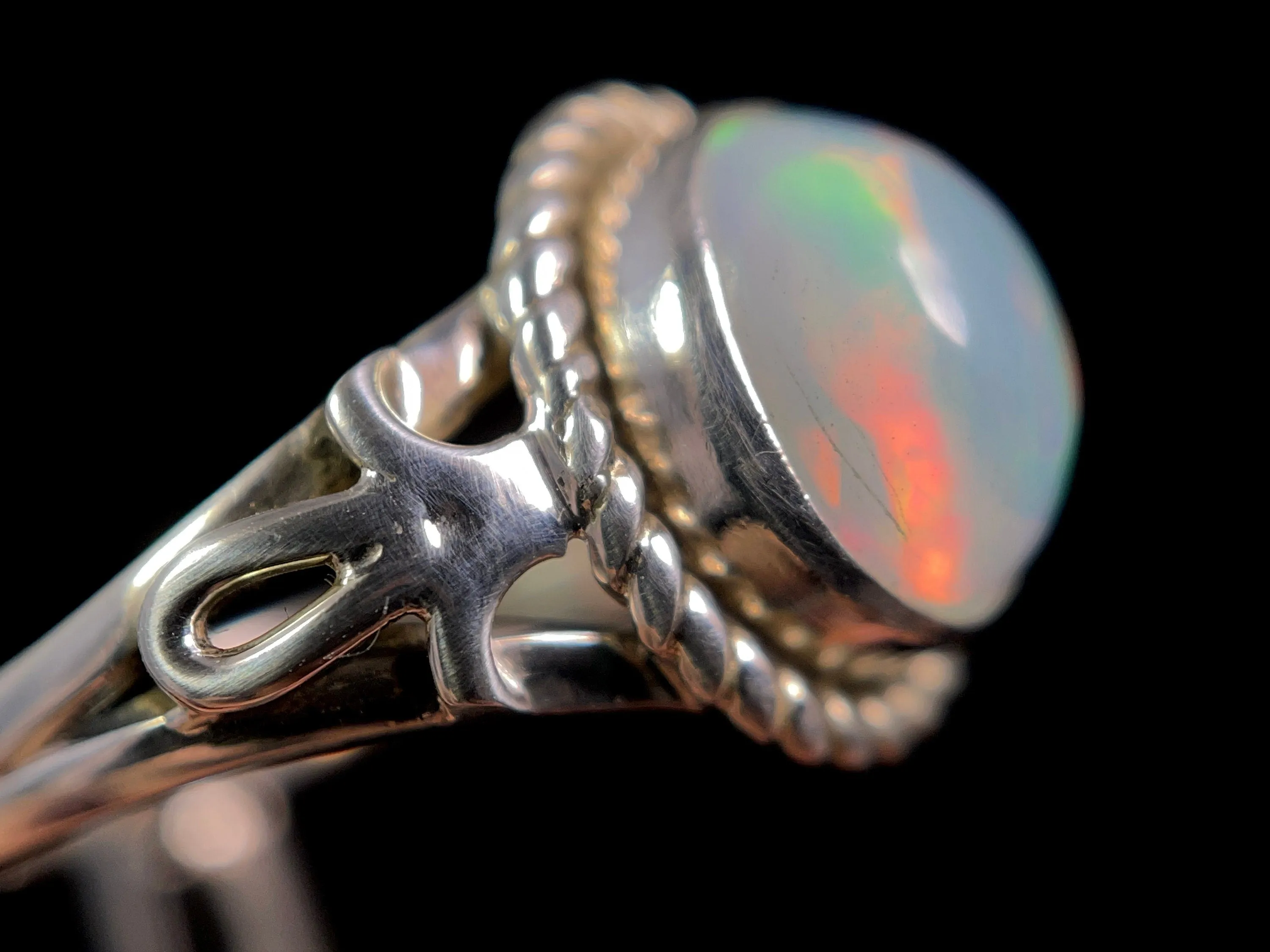 OPAL RING - Sterling Silver, Size 9.5 - Ethiopian Opal Rings for Women, Bridal Jewelry, Welo Opal, 49170