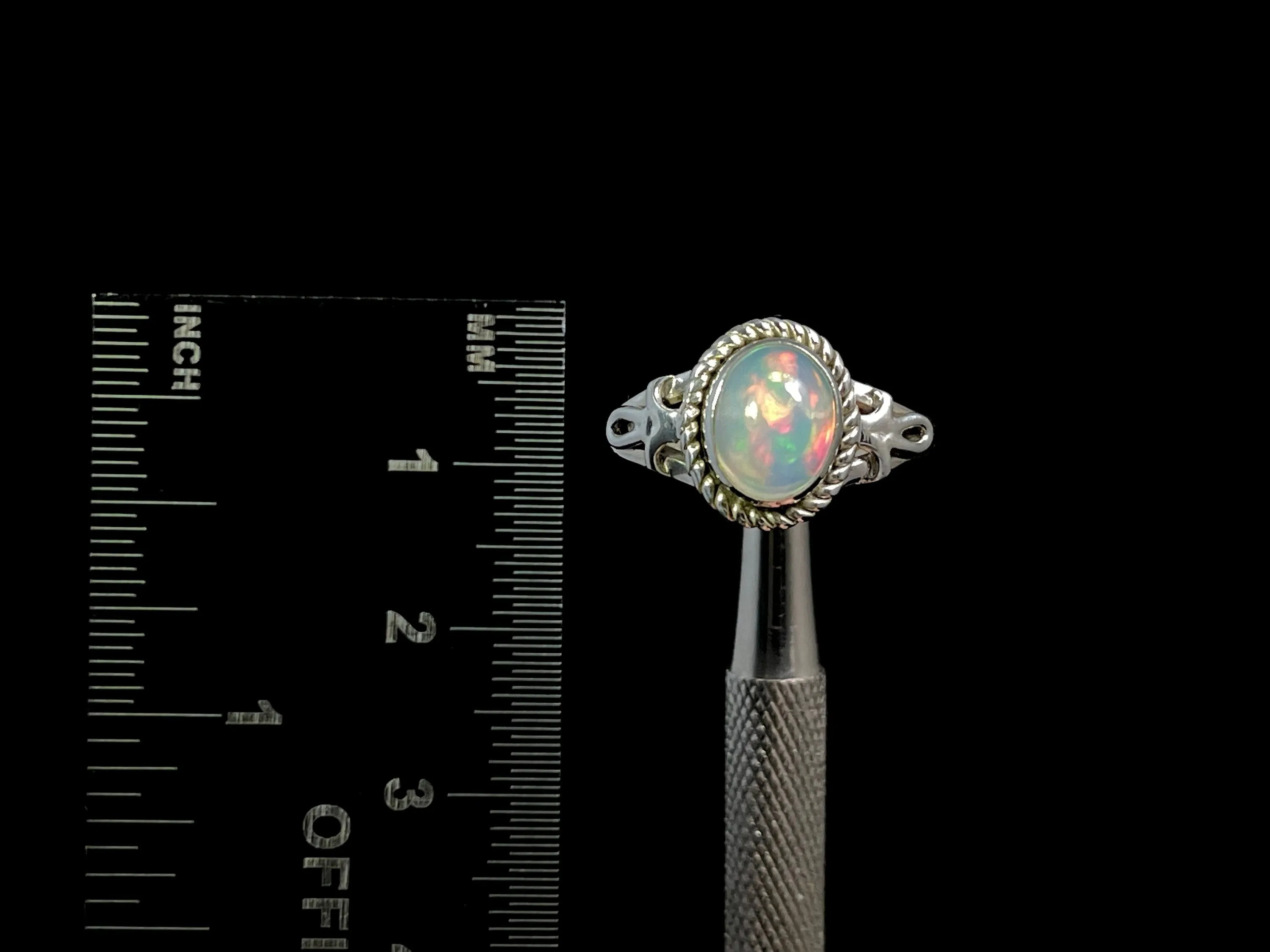 OPAL RING - Sterling Silver, Size 9.5 - Ethiopian Opal Rings for Women, Bridal Jewelry, Welo Opal, 49170