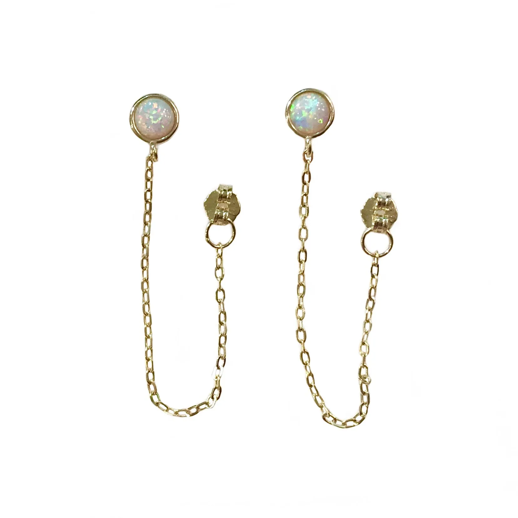 Opaline Bezel Chain Earrings