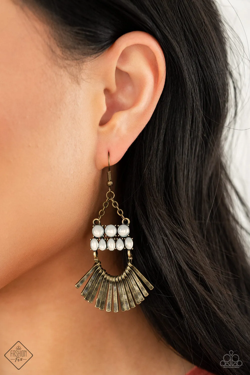 Open Door Jewelry - A FLARE For Fierceness - Brass Earrings - Paparazzi Accessories