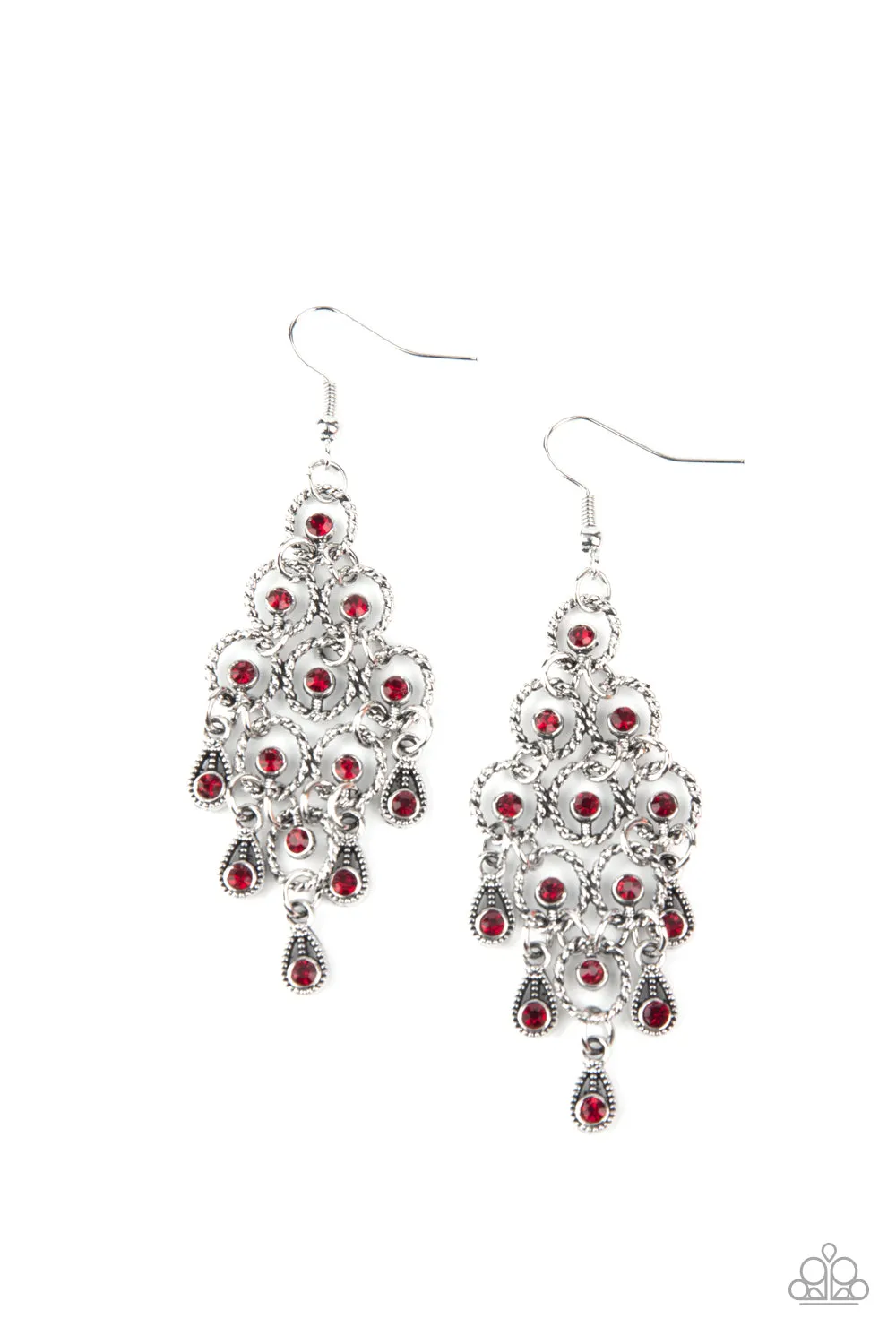 Open Door Jewelry - Chandelier Cameo - Red Earrings - Paparazzi Accessories