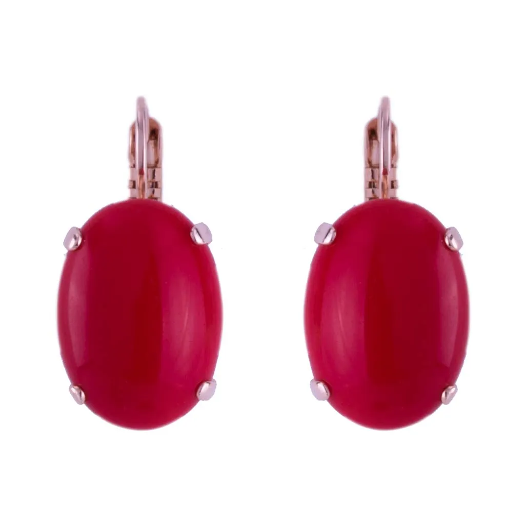 Oval Leverback Earrings in "Red Coral" *Custom*